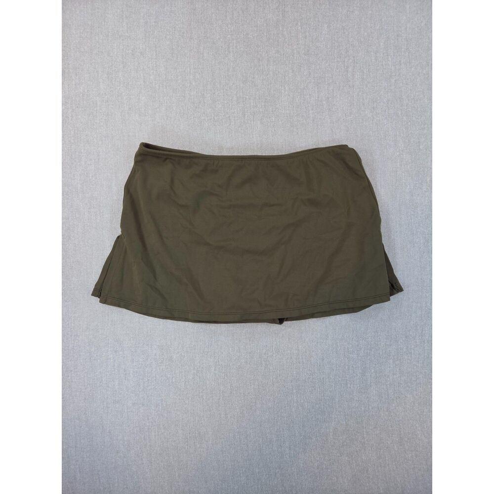 Olive Green Bikini Swim Bottom with Skirt Overlay – Women’s Swimwear